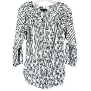 Lands End Women Glasses Spectacles Print Button Front Blouse 4 Geekchic Academic